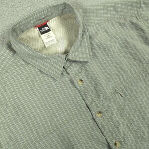 The North Face Mens Large Hiking‎ Style Green Check Short Sleeve Button Shirt